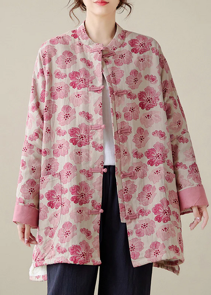 Large Silhouette Printed fFne Cotton Padded  Coat