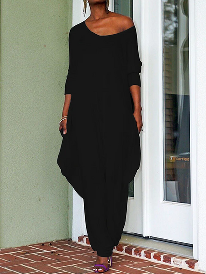 Asymmetric Slanted Double Side Pocket Jumpsuit
