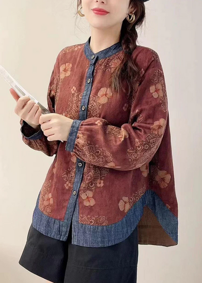 Loose Printed Patchwork Shirt