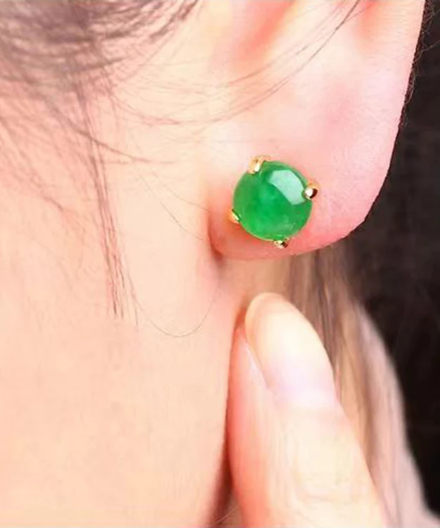 Vintage Sterling Silver and Jade Earrings