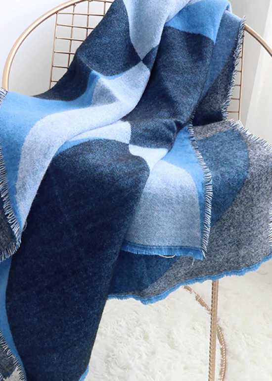 Plaid Tasseled Faux Cashmere Warm Travel Shawl