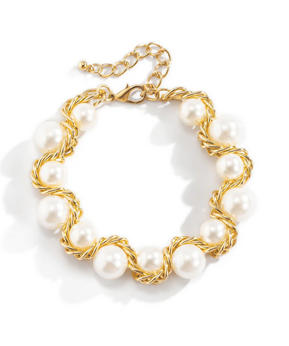 Wind Gold Copper Alloy Pearl Bead Necklace