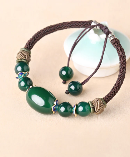 Hand-Woven Agate Cloisonné Charm Bracelet