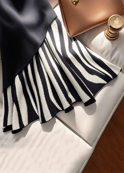Women's Black Zebra High Waist Patchwork Skirt