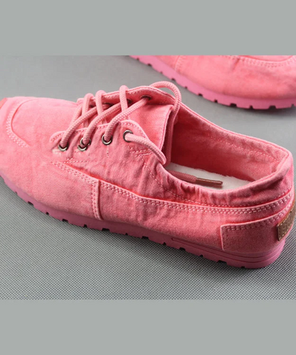 Ladies Blue Cotton Fabric Flat Women's Shoes Cross Strap Flat Shoes Spring
