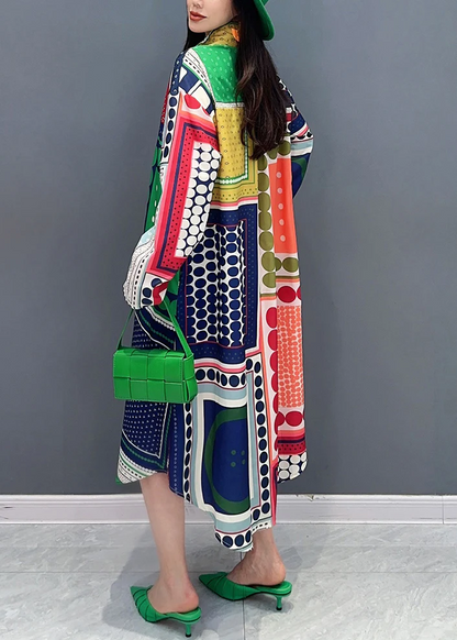 French colorblocked printed cotton shirt dress