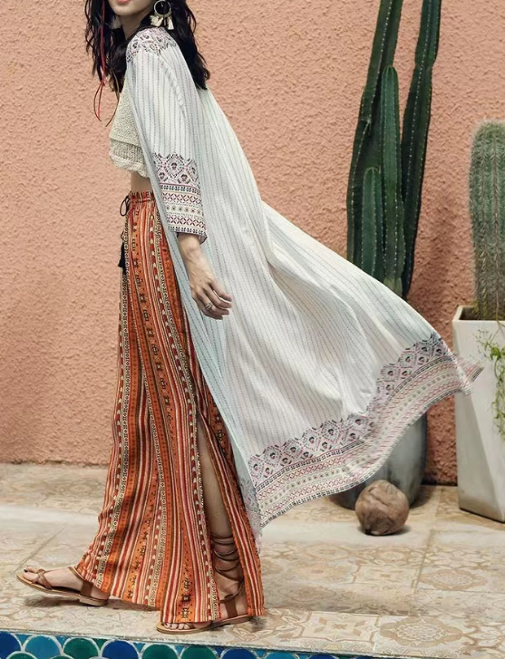 Bohemian Print Beach Sun Screen Thin Jacket