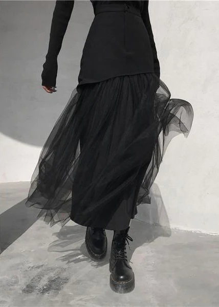Original Fashion High Waist Mesh Patchwork Half Body Skirt