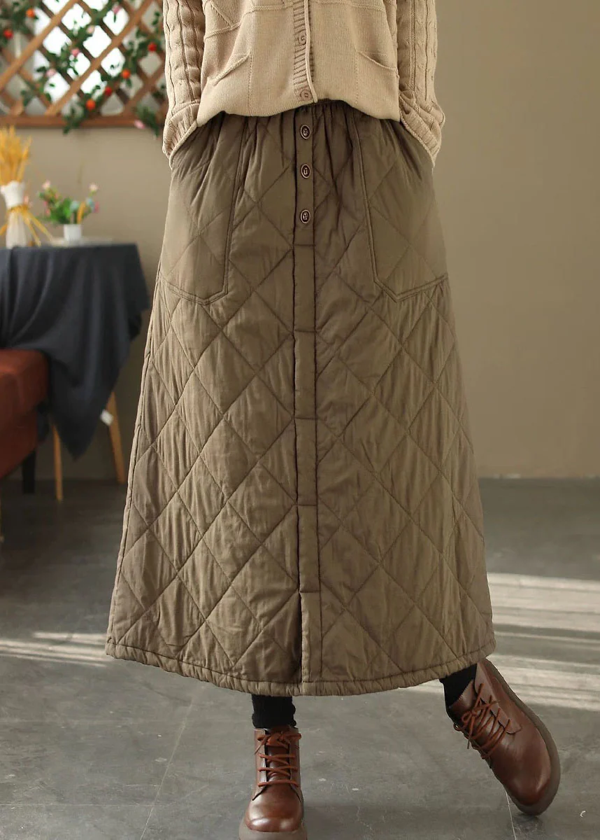 Women's Pocket Elastic Waist Cotton Padded Skirt Winter