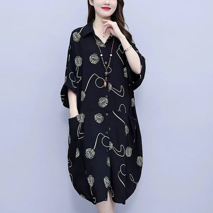 Women's Polka Dot Print Short Sleeve Shirt Dresses