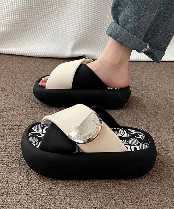 Thick Sole Imitation Leather Slippers