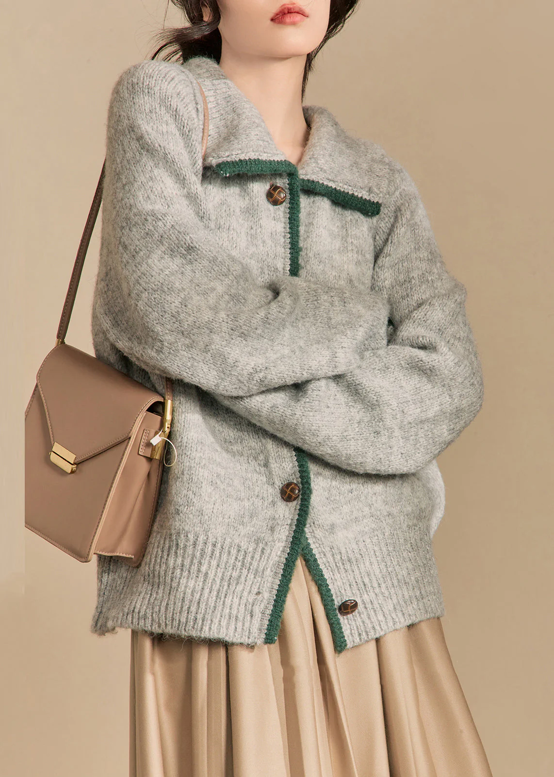 Women's Peter Pan Collar Button Knit Cardigan