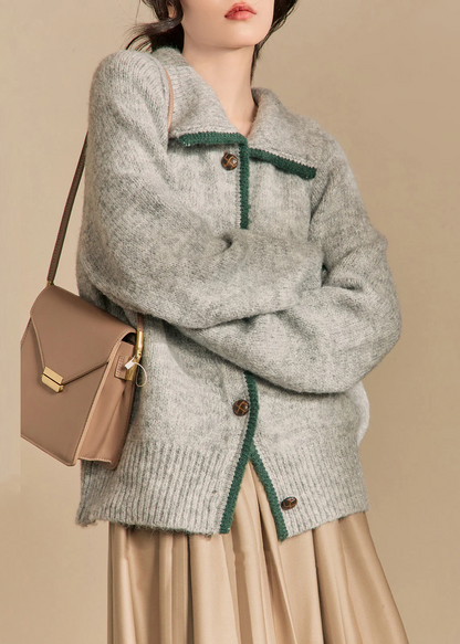 Women's Peter Pan Collar Button Knit Cardigan