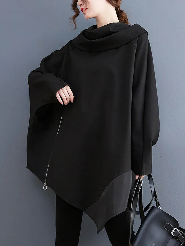 Fashion Loose Irregular Zip Long Sleeve Sweatshirt