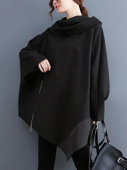 Fashion Loose Irregular Zip Long Sleeve Sweatshirt