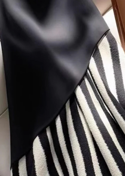 Women's Black Zebra High Waist Patchwork Skirt