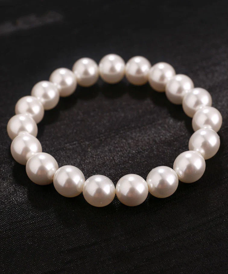 Women's Fashion White Alloy Pearl Beaded Bracelet