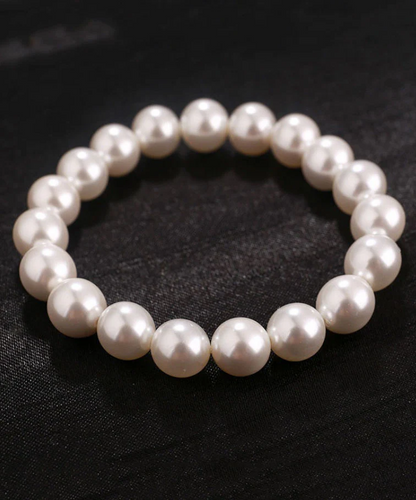 Women's Fashion White Alloy Pearl Beaded Bracelet