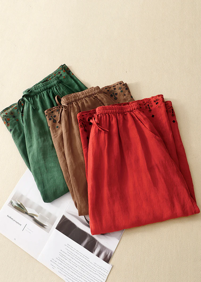 Women's Brown Embroidered Color Clash Geometric Skirt