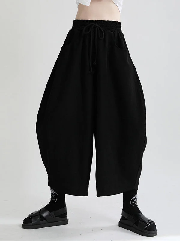 Women's Large Size Casual Solid Colour High Waist Nine Minute Pants