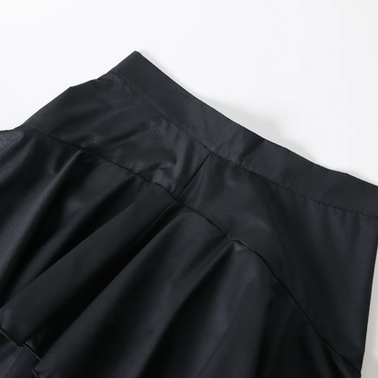Women's A-line High Waist Ruffle Black Half-body Skirt Spring