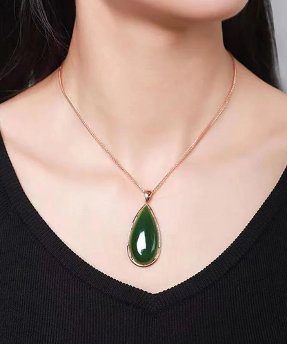 Jadeite Pendant Necklace in Sterling Silver 18K setting