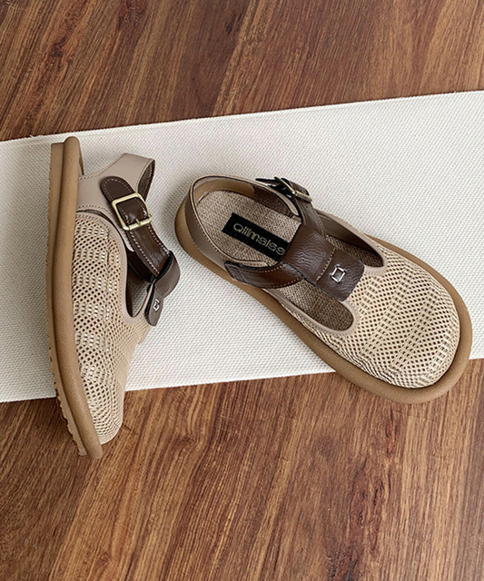 Women's Beige Breathable Mesh Patchwork Hiking Sandals