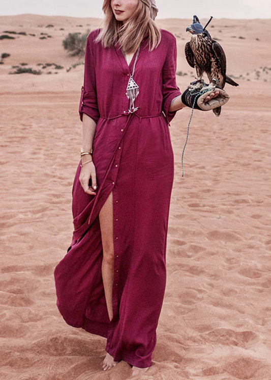 Buttoned Cardigan Beach Length Dress