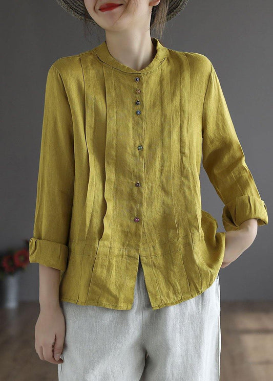 Women's Elegant Button Top Long Sleeve Linen