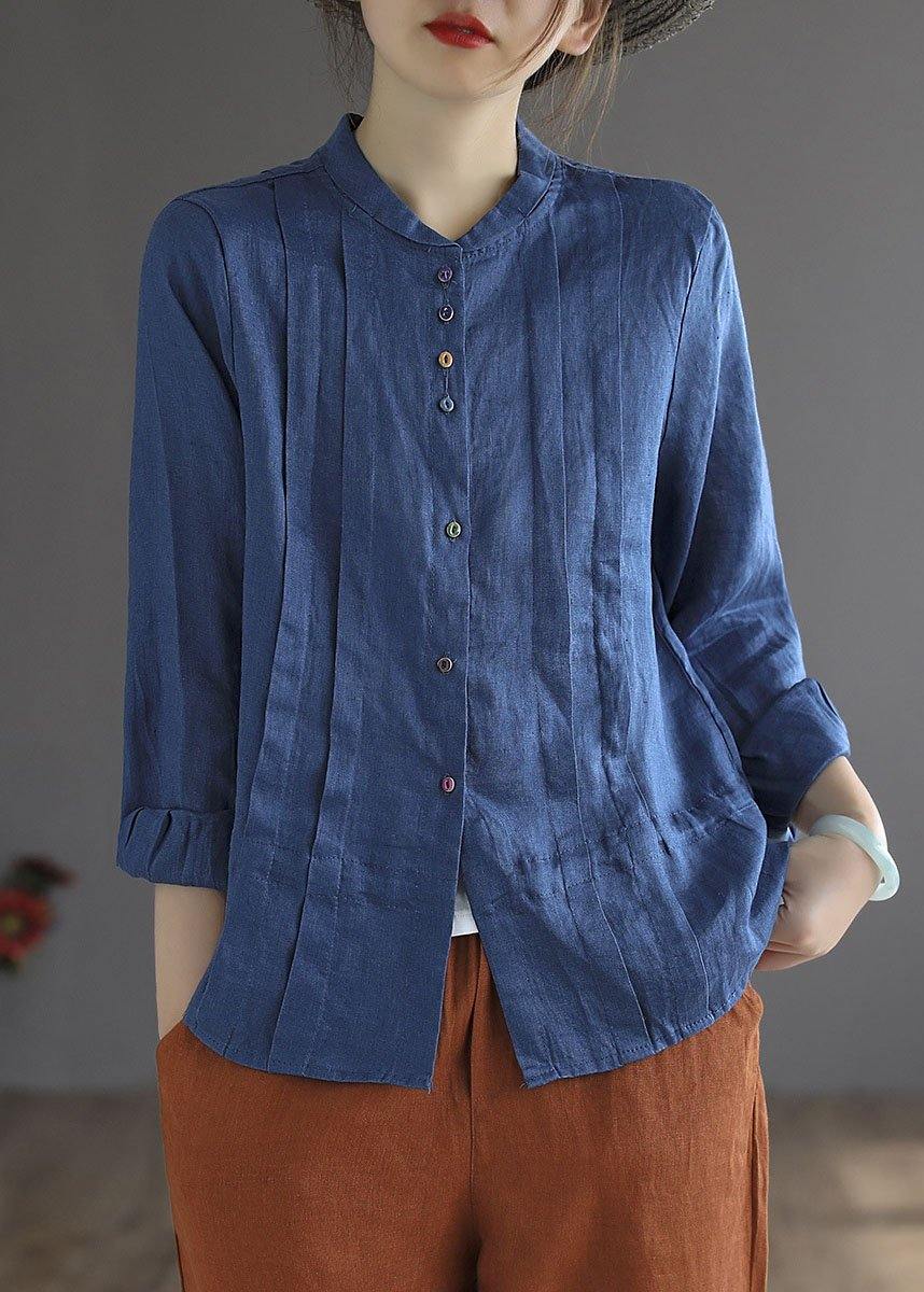 Women's Elegant Button Top Long Sleeve Linen