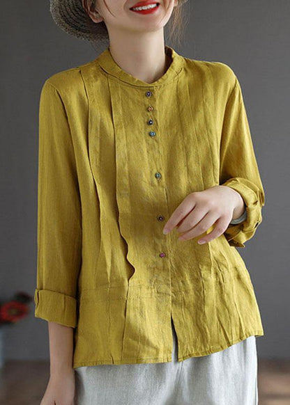 Women's Elegant Button Top Long Sleeve Linen
