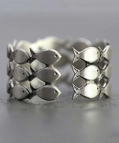 Women's Yellow Sterling Silver Fish Ring