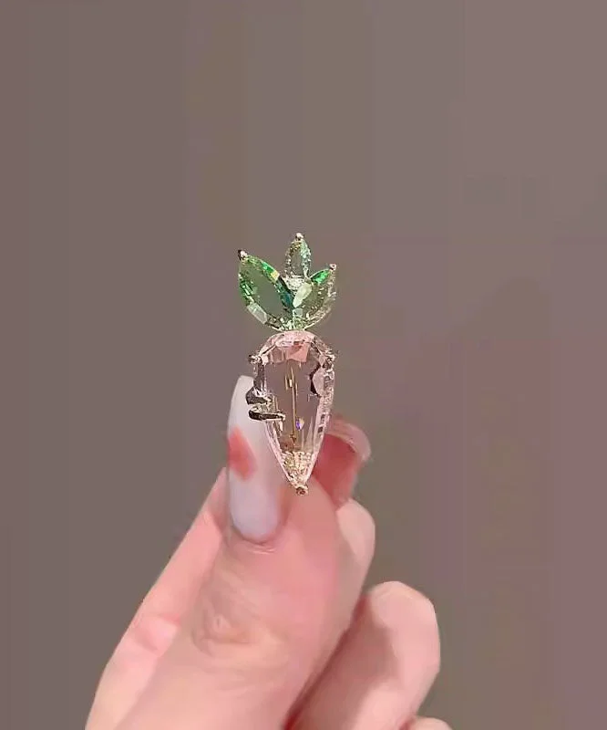 Women's Pink Alloy Crystal Carrot Brooch