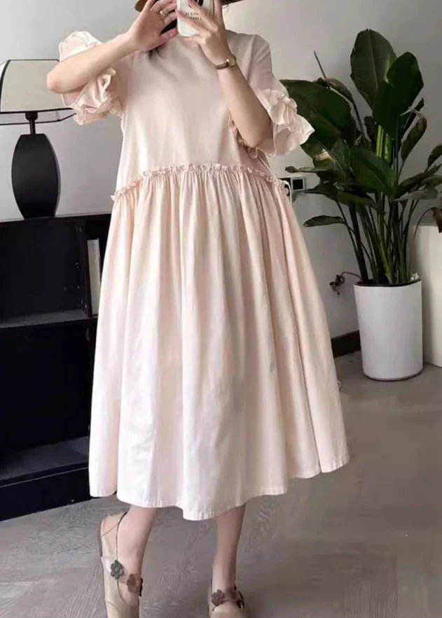 Loose Ruffle Short Sleeve Extra Long Dress