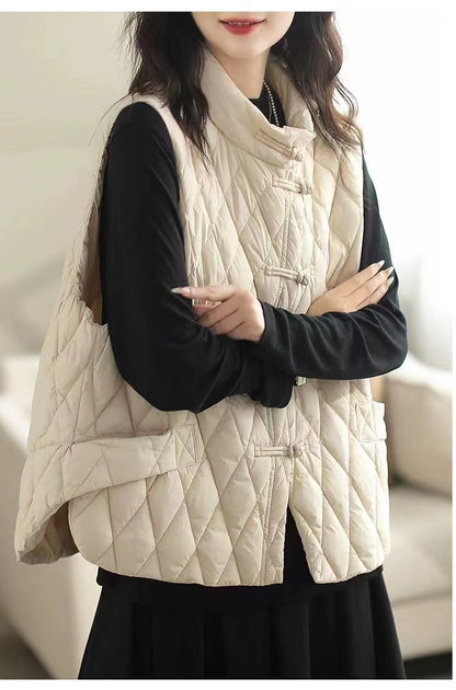 Red Side-Button Cotton Vest