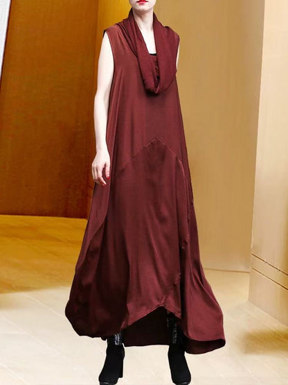 Italian Summer Oversized Patchwork Vacation Sleeveless Dress in Orange
