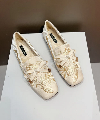 Vintage Black Embroidered Flats