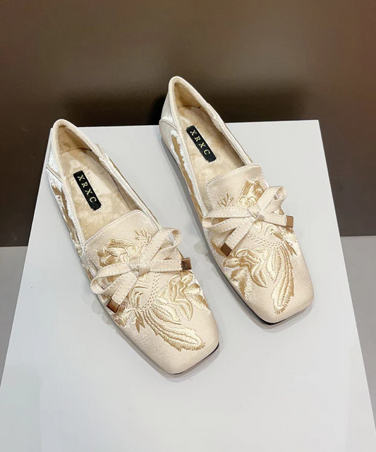 Vintage Black Embroidered Flats