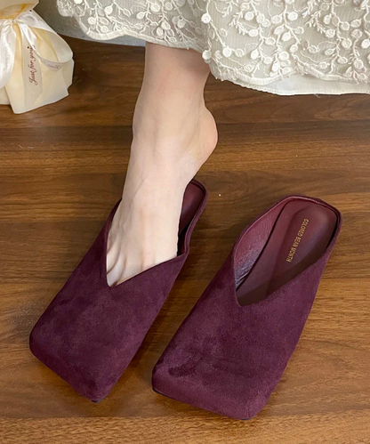 Square Toe Suede Sandals Black
