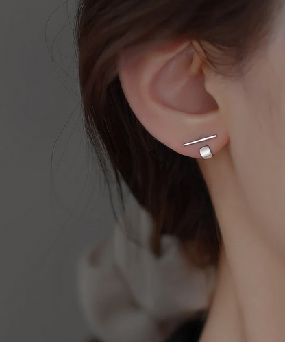 Women's Design Silk Sterling Silver Stud Earrings