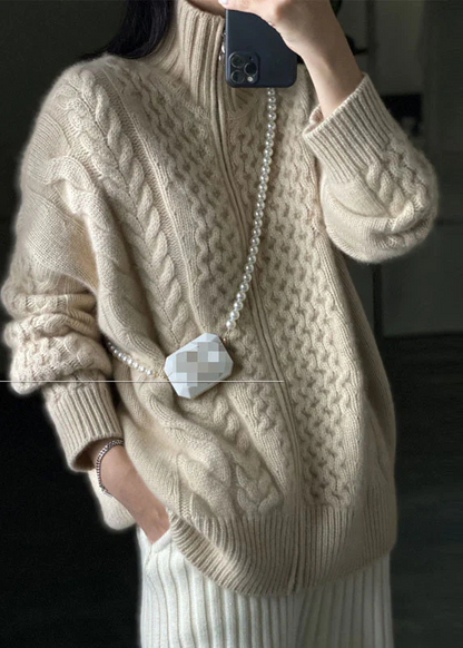 Zipper Casual Wool Knit Top Jacket