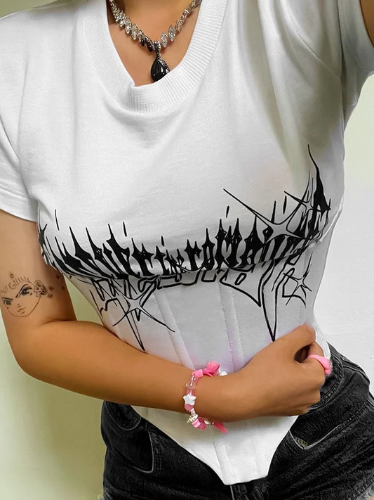 Women's Punk Style Monogrammed Lace-Up Corset