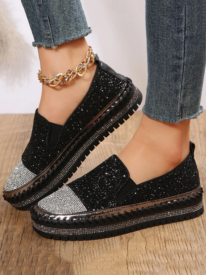 Sequined One-Step Loafers