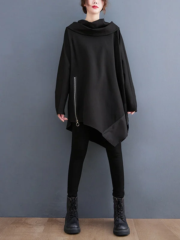 Fashion Loose Irregular Zip Long Sleeve Sweatshirt
