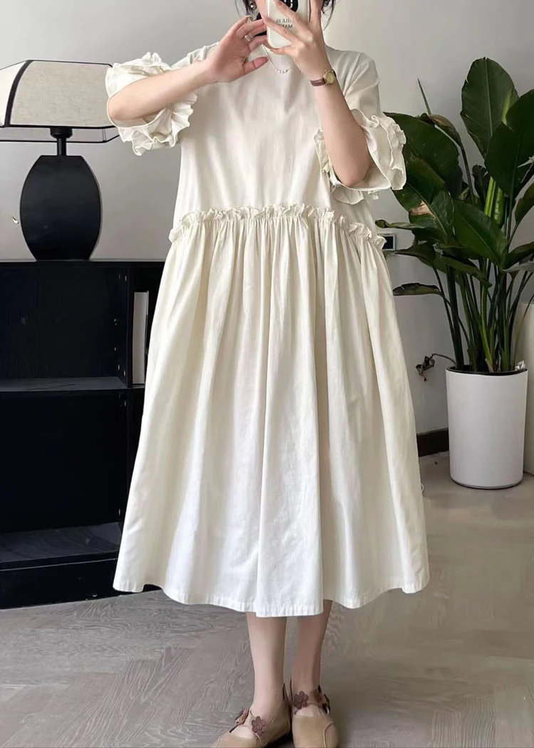 Loose Ruffle Short Sleeve Extra Long Dress