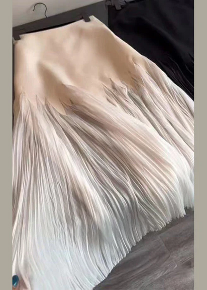 Fashion White Wrinkled High Waist Pleated Skirt Summer Summer