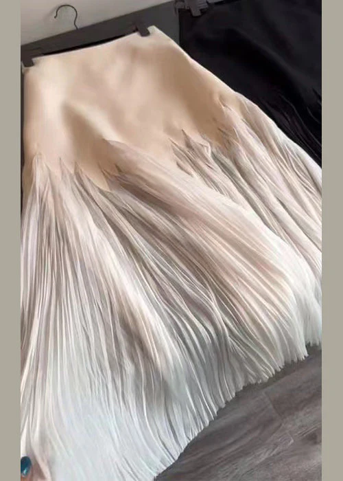 Fashion White Wrinkled High Waist Pleated Skirt Summer Summer