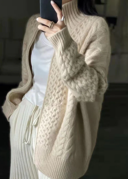 Zipper Casual Wool Knit Top Jacket