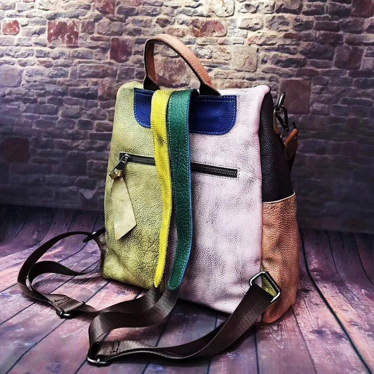 Clashing Fashion Retro Handbag Leather Women's Bags
