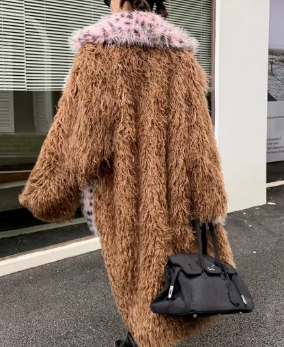 Women's Plus Size Lapel Leopard Print Pocket Coat